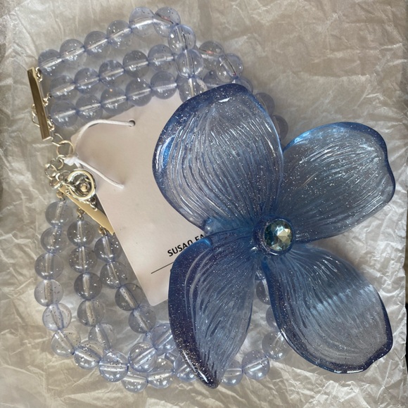 & Other Stories Jewelry - Susan Fang Kat Necklace | Blue Beaded Necklace with Flower Pendant